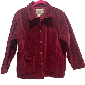 COLDWATER CREEK Dark Red Quilted Velveteen Jacket